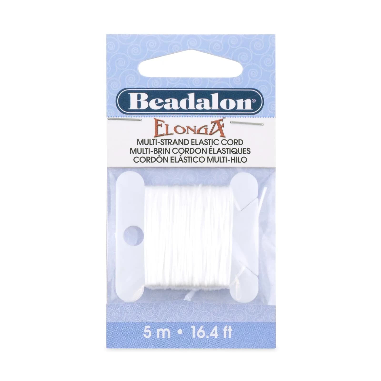 Beadalon Elonga Elastic String White 0.7 mm (5 m / 16.4 ft) | Secure Knot Grip for Jewelry Making - main product image