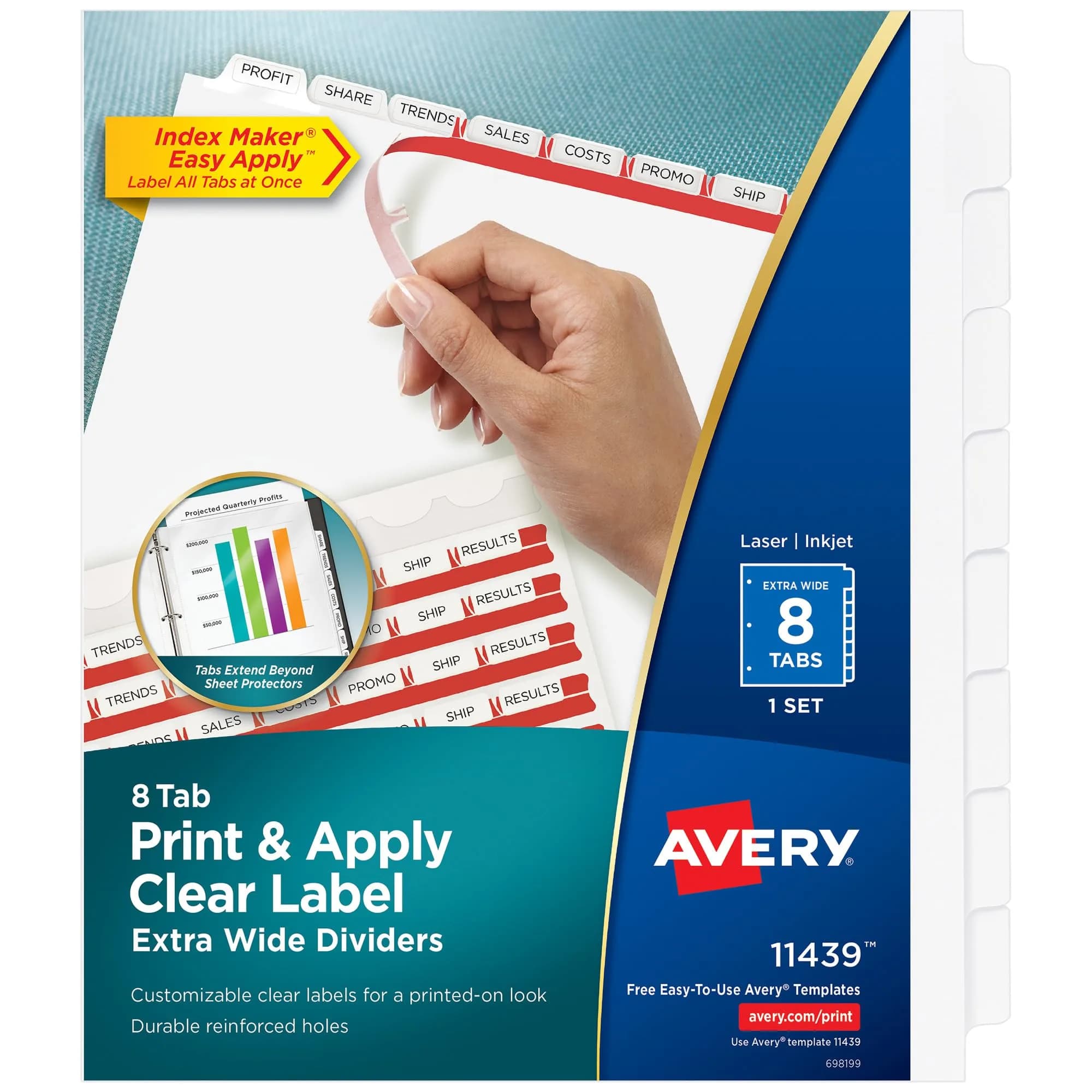 Avery Index Maker Clear Label Dividers, 5-Tab, Extra Wide, 1 Set | Organize Reports & Presentations — One Size