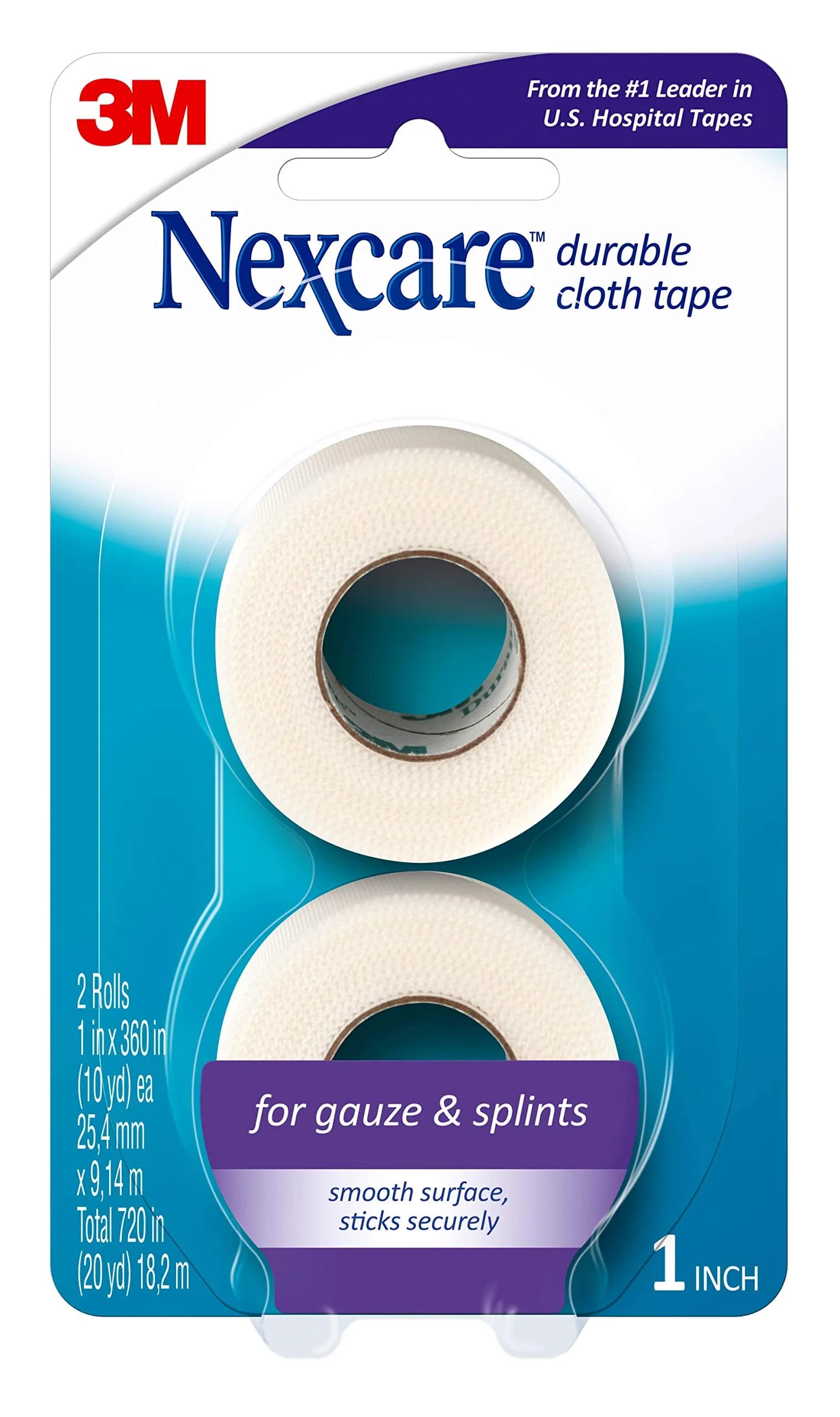 Nexcare Durable Cloth Tape 2.54 cm (1 in) x 27.4 m (10 Yds) Rolls | Strong Adhesive for Bulky Dressings - main product image
