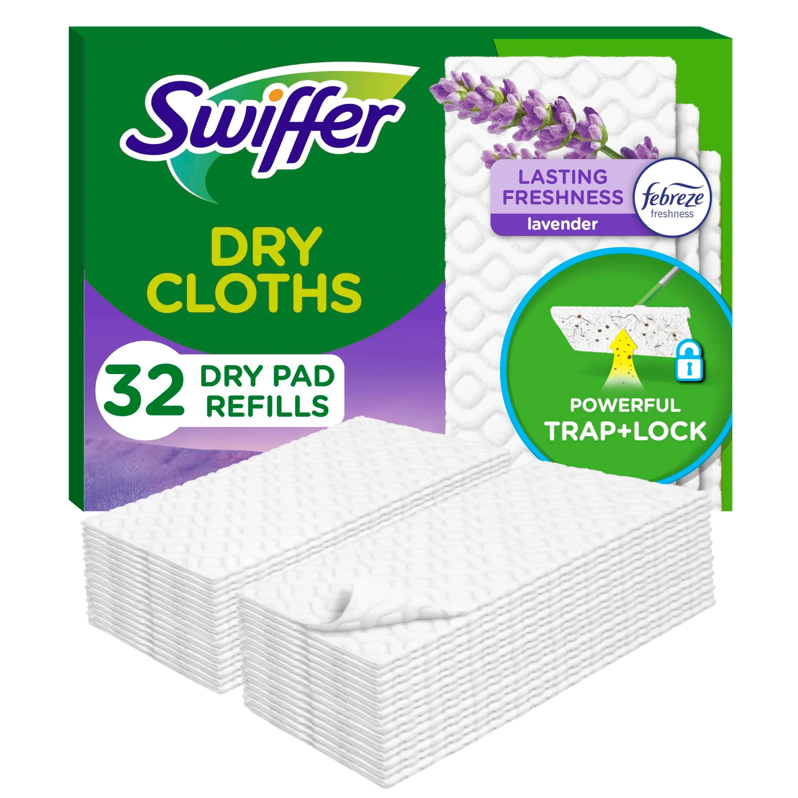 Swiffer Sweeper Dry Sweeping Pad Refills with Febreze Lavender Vanilla & Comfort Scent, 32 Count | Traps & Locks Dirt for Multi-Surface Floors - main product image