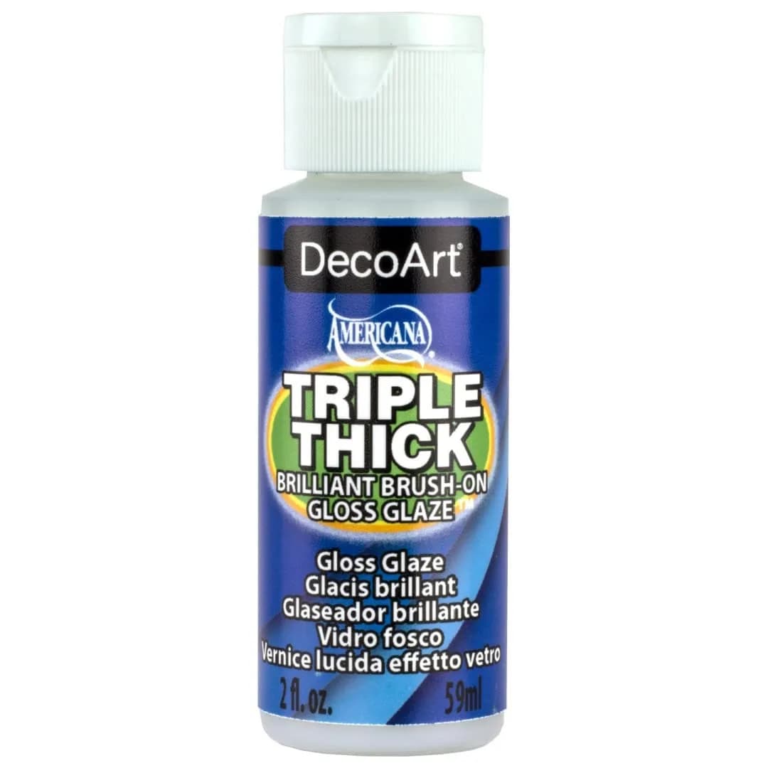 DecoArt Triple Thick Brilliant Brush-On Gloss Glaze 2oz | High-Gloss Protective Finish for Crafts - main product image