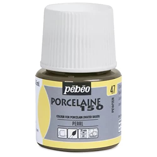 PEBEO Porcelaine 150 Ceramic Paint 45 ml Pewter | Water-Based High-Gloss Colors for Porcelain thumbnail 1