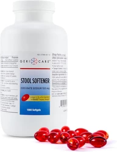 GeriCare Docusate Sodium Stool Softener 100mg | 1000 Gel Caps for Constipation Relief thumbnail 1