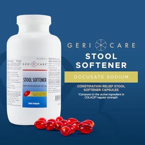 GeriCare Docusate Sodium Stool Softener 100mg | 1000 Gel Caps for Constipation Relief thumbnail 2
