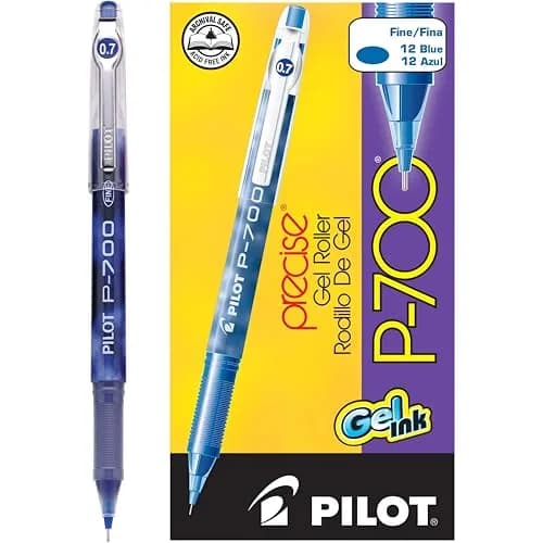 Pilot Precise P-700 Gel Ink Rollerball Pens, Fine Point 0.7mm, Blue Ink, 12-Pack | Smooth Writing & Smudge-Proof thumbnail 1