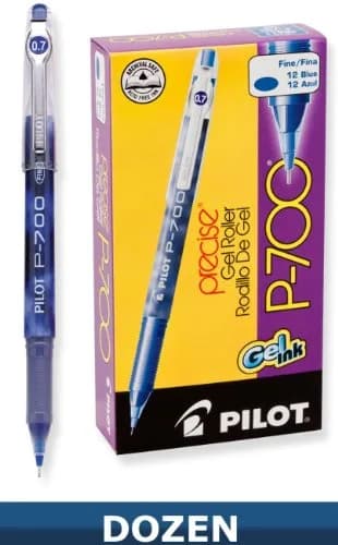 Pilot Precise P-700 Gel Ink Rollerball Pens, Fine Point 0.7mm, Blue Ink, 12-Pack | Smooth Writing & Smudge-Proof thumbnail 2