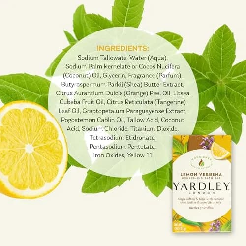 Yardley Lemon Verbena Moisturizing Bath Bar 4.25oz | Natural Shea & Citrus Oils for Soft, Invigorated Skin thumbnail 6