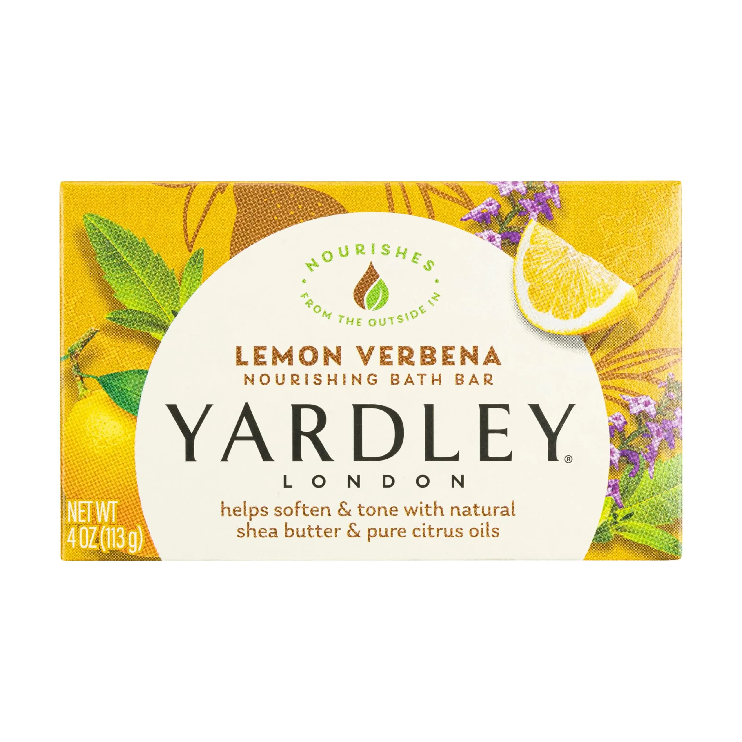 Yardley Lemon Verbena Moisturizing Bath Bar 4.25oz | Natural Shea & Citrus Oils for Soft, Invigorated Skin - main product image