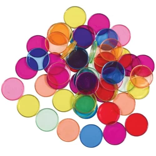 LEARNING ADVANTAGE Transparent Plastic Counters, Steel-Ringed, Set of 50 | Durable Assorted Color Counting Tools thumbnail 1