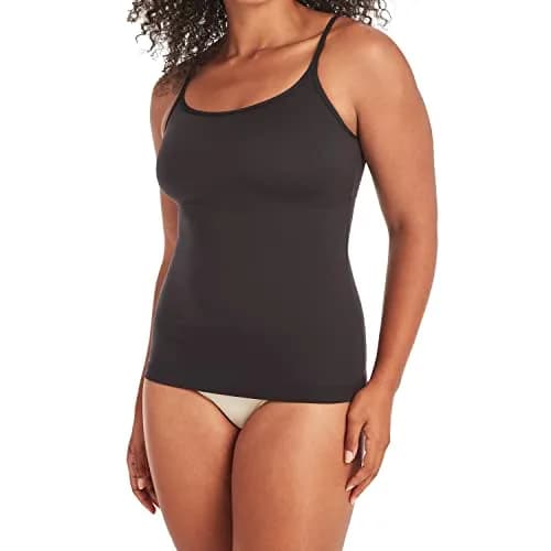 Maidenform Long Length Cami, Firm Control Microfiber Shaping Tank Top, Black, Medium US | Smooths from hips to bust thumbnail 1