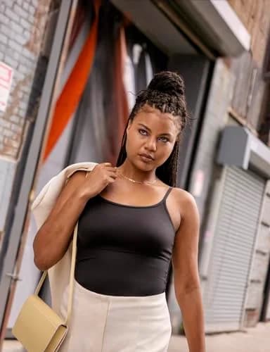 Maidenform Long Length Cami, Firm Control Microfiber Shaping Tank Top, Black, Medium US | Smooths from hips to bust thumbnail 2