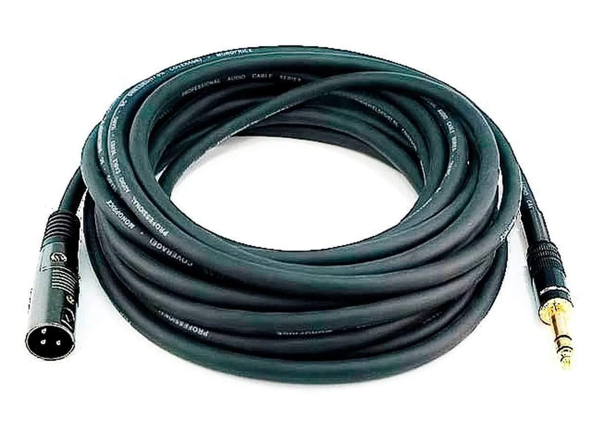 Monoprice Premier Series XLR Male to 1/4-Inch TRS Male Cable - 25ft (7.62m) Black | Balanced Audio Connectivity - main product image