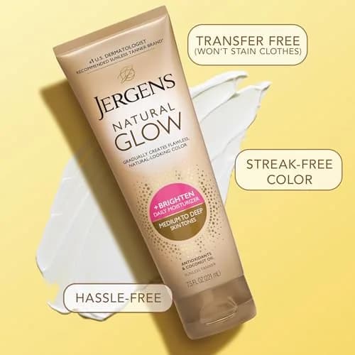 Jergens Natural Glow Self Tanner Body Lotion Medium to Deep Skin Tone 222ml (7.5 Fl Oz) | Gradual Color Build thumbnail 6