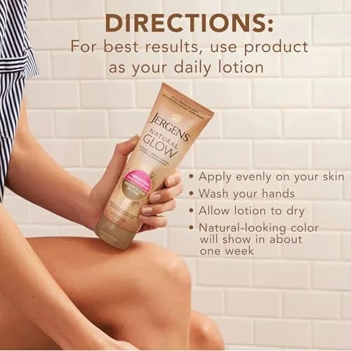 Jergens Natural Glow Self Tanner Body Lotion Medium to Deep Skin Tone 222ml (7.5 Fl Oz) | Gradual Color Build thumbnail 8