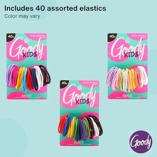 Goody Kids Ouchless Elastic Hair Ties 40 Count (Pack of 1) Assorted Colors | Pain-Free Hold for Fine to Medium Hair thumbnail 5