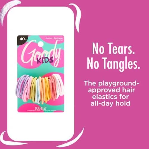 Goody Kids Ouchless Elastic Hair Ties 40 Count (Pack of 1) Assorted Colors | Pain-Free Hold for Fine to Medium Hair thumbnail 2