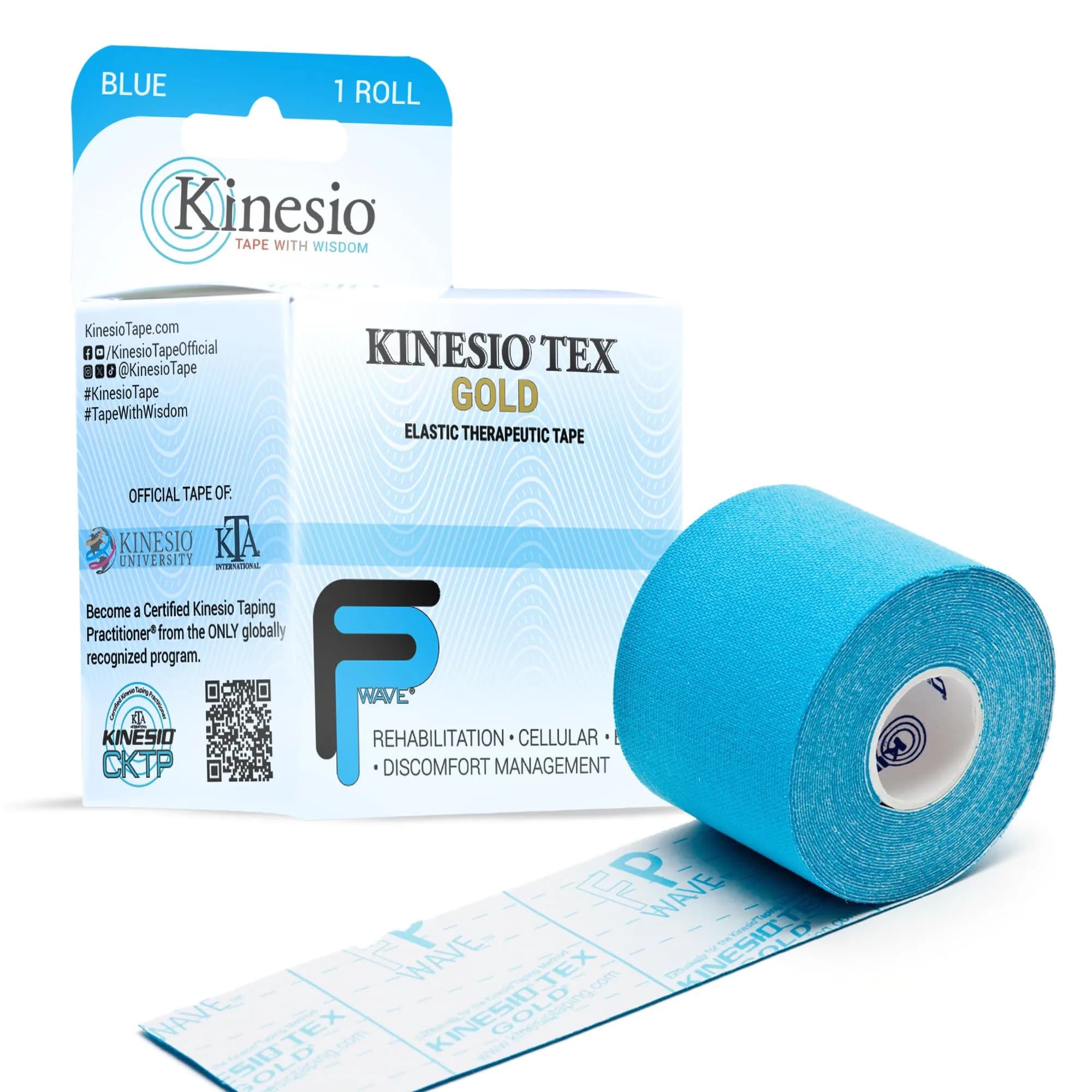 Kinesio Taping - Elastic Therapeutic Athletic Tape Tex Gold FP - Beige – 2 in. x 16.4 ft | Water-Resistant, Hypoallergenic, Latex-Free — Blue