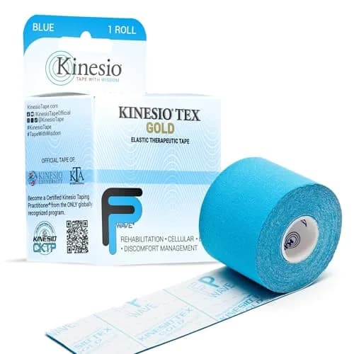 Kinesio Tex Gold FP Athletic Tape Blue 5 cm (2 in.) x 4.9 m (16.4 ft) | USA-Sourced Elastic Therapeutic Support thumbnail 1