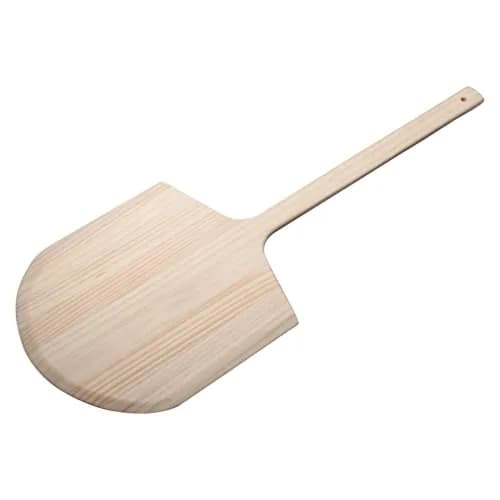 Winco 14" x 15" Tan Wood Pizza Peel | Rustic Kitchen Tool for Pizzas & Bread thumbnail 1