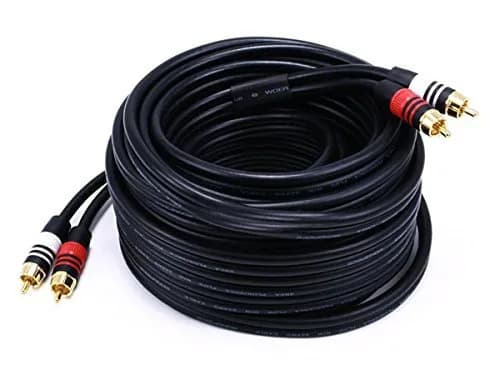 Monoprice Premium Two-Channel Audio Cable - 35 Feet - Black | 2 RCA Plug to 2 RCA Plug 22AWG thumbnail 1