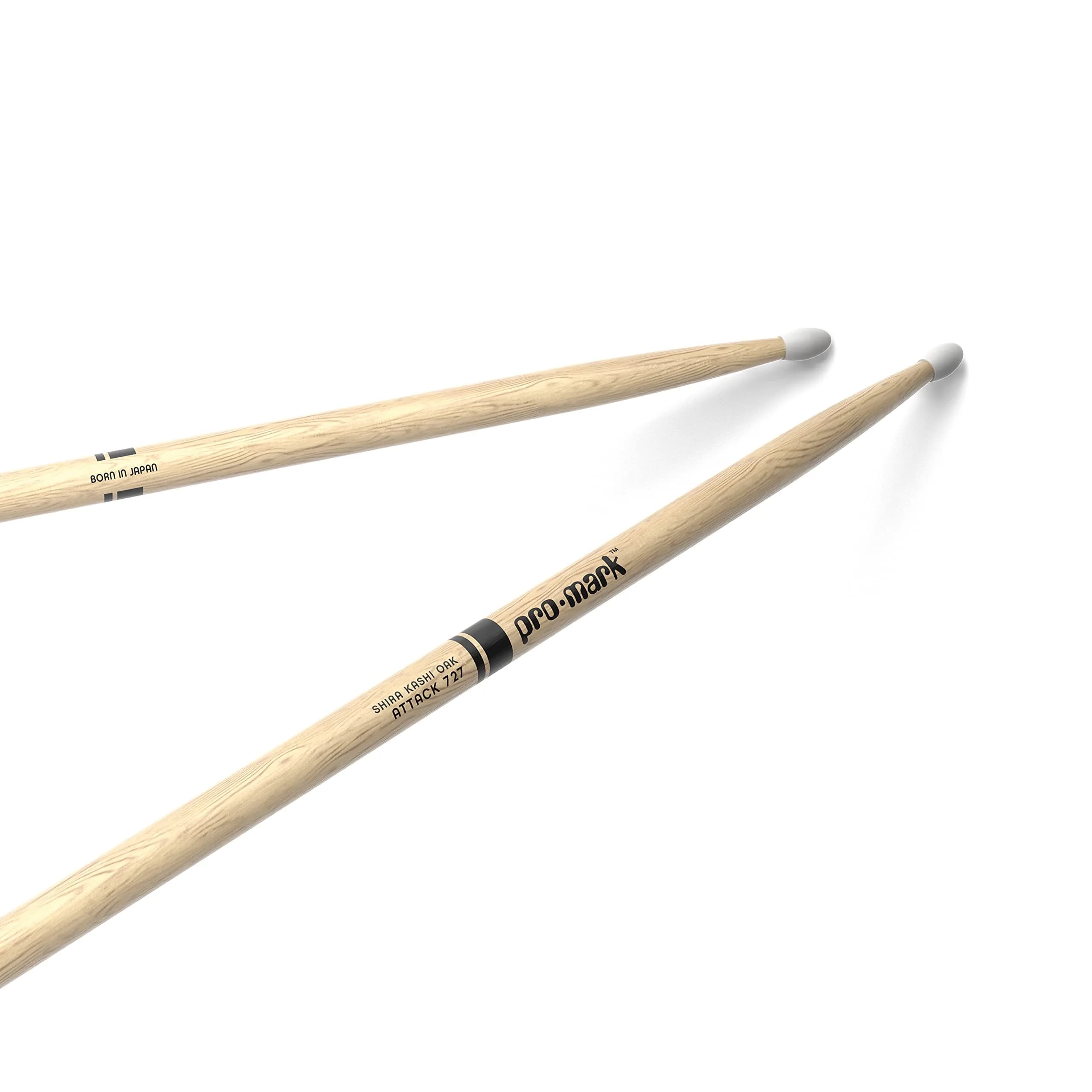 ProMark Classic Attack 727 Shira Kashi Oak Drumsticks with Oval Nylon Tip, 41.2cm (16.25") Pair | Forward-Weighted Feel for Metal Drummers - main product image
