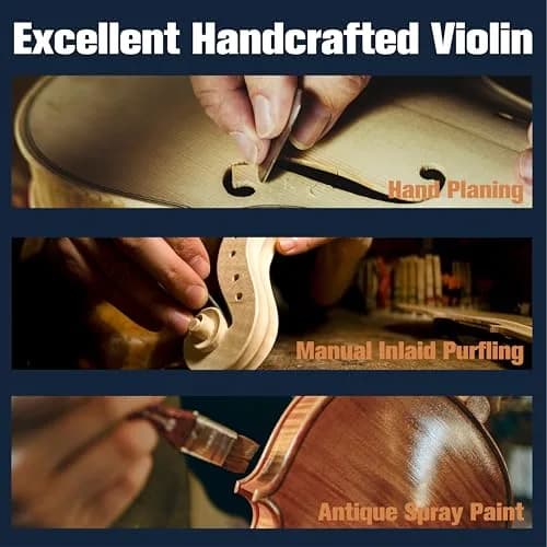 Mendini by Cecilio Satin Antique 3/4 Size Violin Set with Case, Bow, Rosin & Shoulder Rest thumbnail 2
