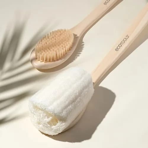 EcoTools Bath Bristle Brush, Long Handle Back Scrubber for Shower with Bamboo Handle | Gentle Exfoliation for Smooth Skin thumbnail 4
