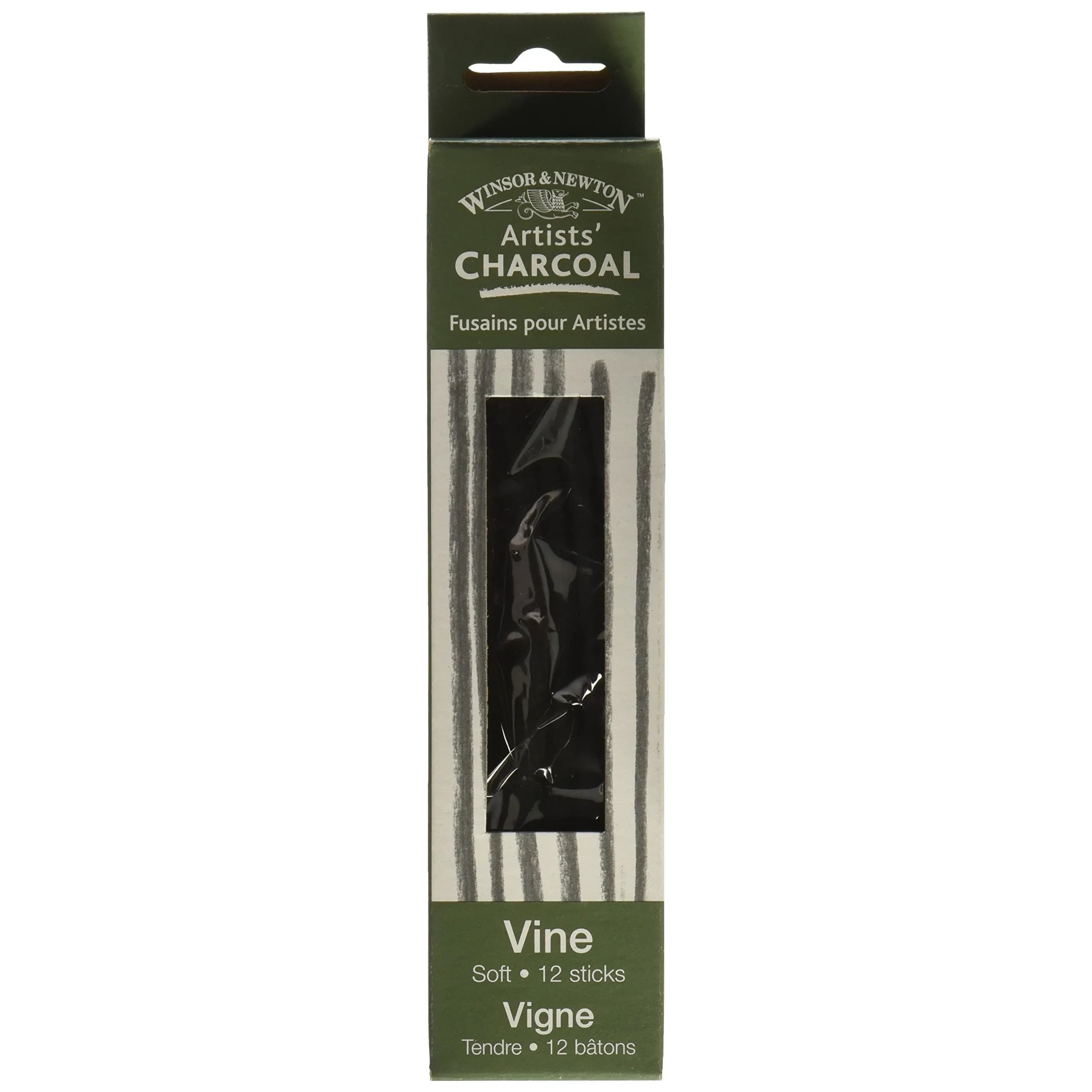 Winsor & Newton Artist Vine Charcoal Sticks Soft 12 Count | Professional Grade Drawing Media - main product image