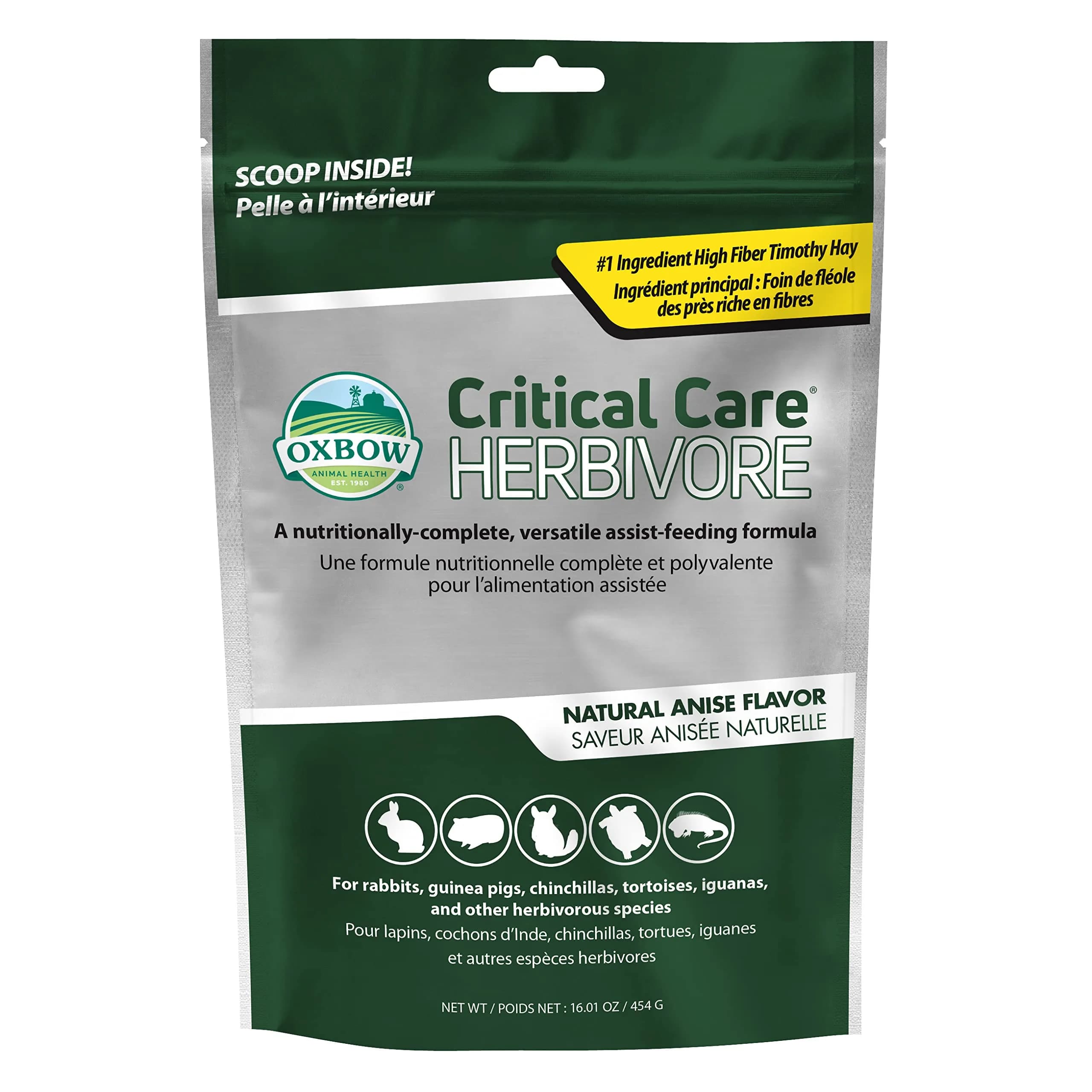 Oxbow Critical Care Herbivore Fine Grind Papaya 100g (3.53 oz) | Veterinary Assist Feeding Formula for Rabbits & Guinea Pigs — 16.01 Ounce