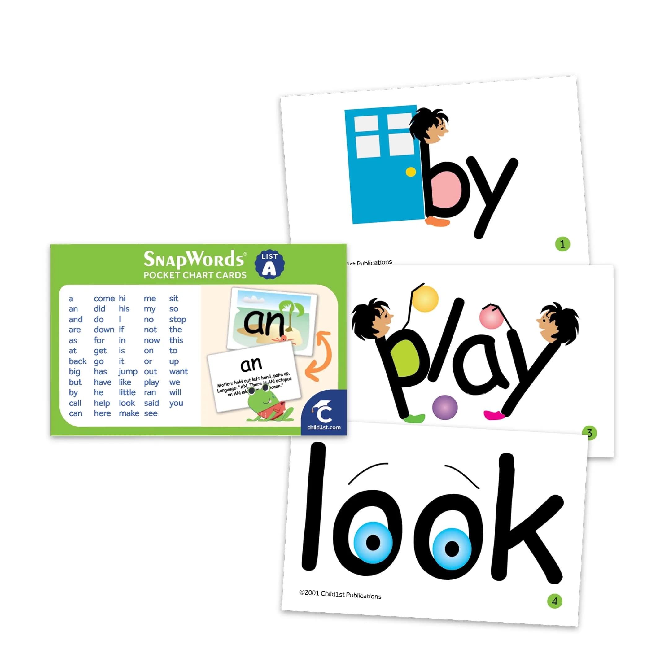 Child1st SnapWords List A Pocket Sight Word Cards 59 Words | Multisensory Reading Tool for Early Learners
