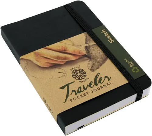 Pentalic 4" x 6" Pocket Sketchbook Traveler Journal, 160 Pages, Black | Acid-Free Paper for Artists & Students thumbnail 4