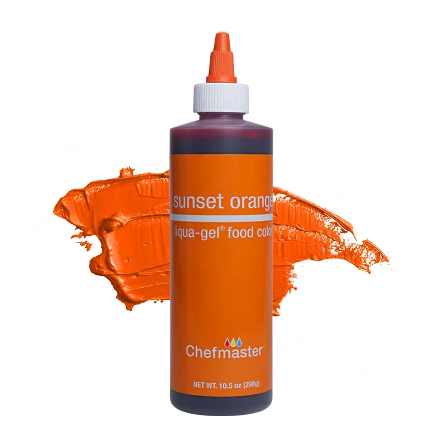 Chefmaster Liqua-Gel Food Coloring - 10.5 oz | Vibrant, Fade-Resistant Gel for Baking & Decorating — Sunset Orange