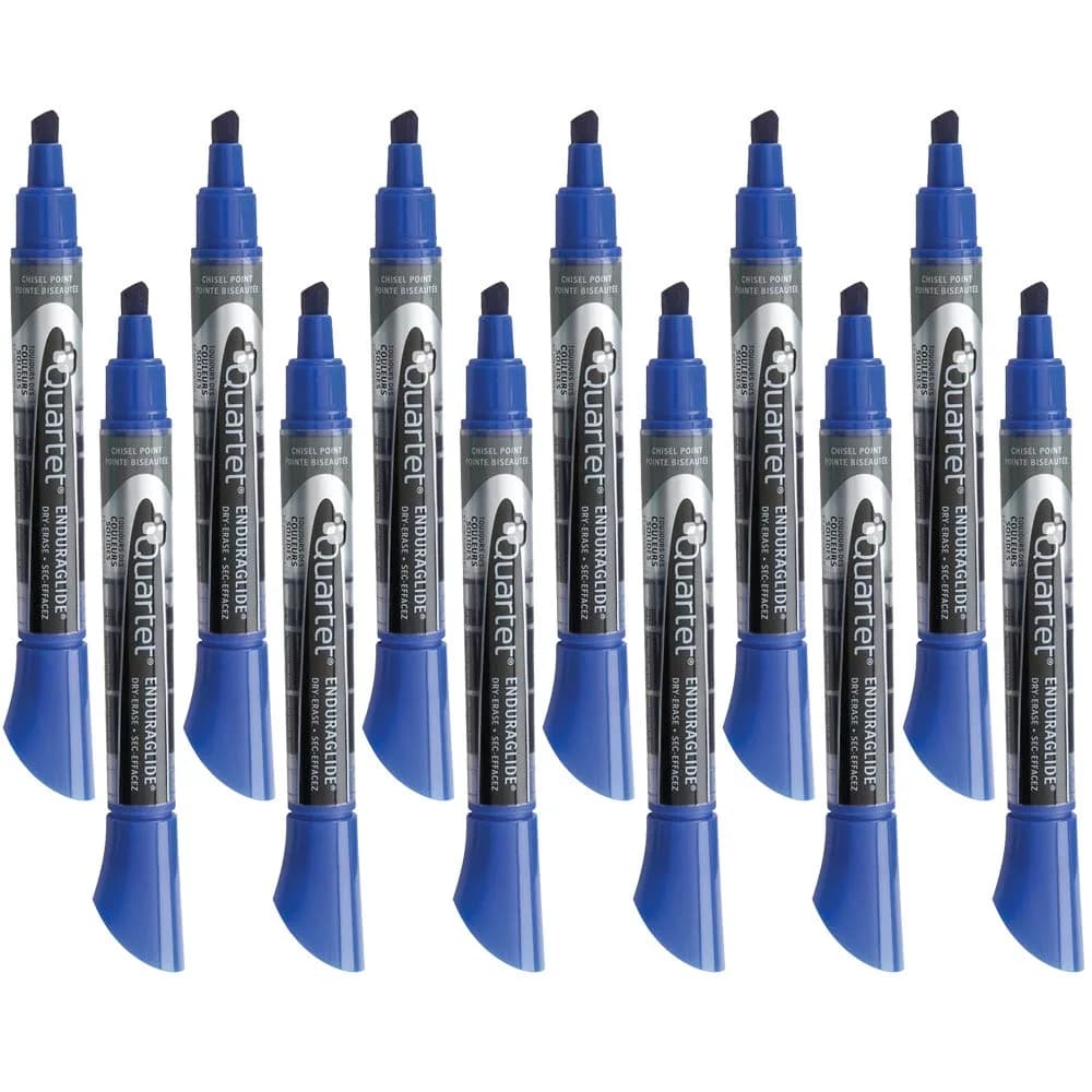 Quartet EnduraGlide Dry Erase Markers, Blue, 12 Pack | Smooth Ink Flow - main product image