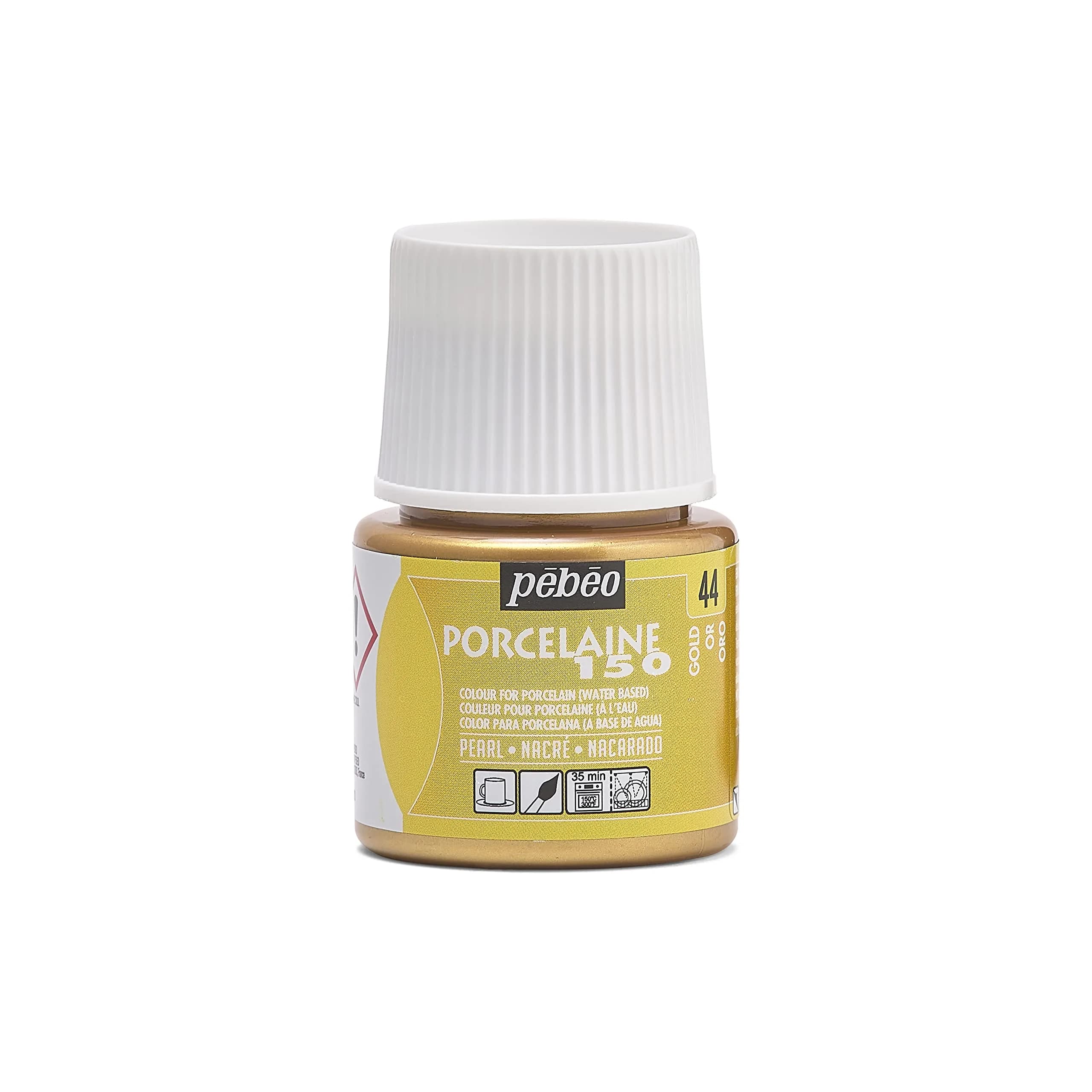 PEBEO Porcelaine 150 Ceramic Paint 45 ml Pewter | Water-Based High-Gloss Colors for Porcelain — Gold