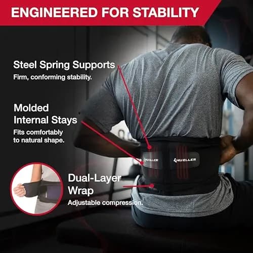 MUELLER Lumbar Back Brace Plus Size | Adjustable Support for Back Pain Relief thumbnail 5