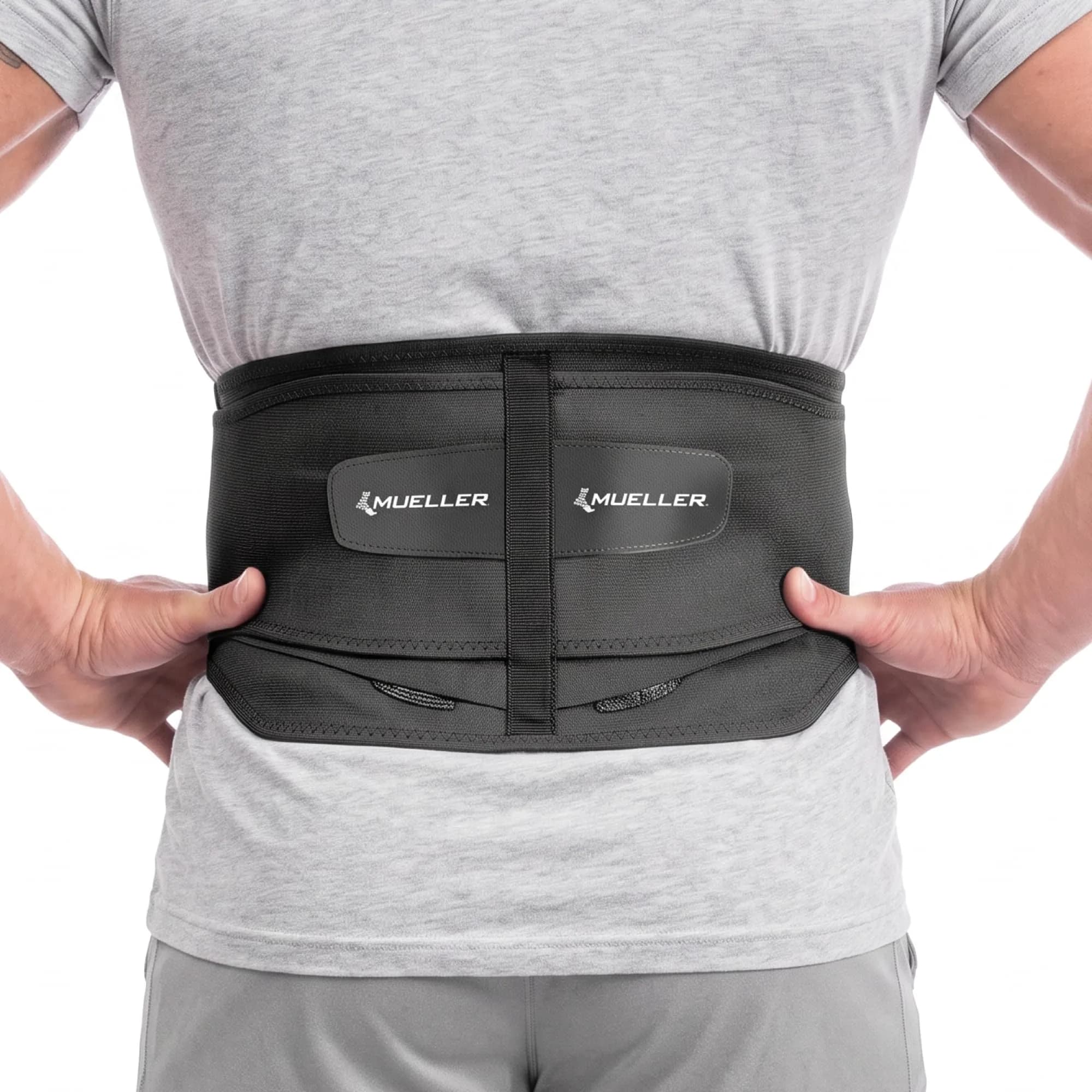 MUELLER Lumbar Back Brace with Removable Compression Pad, 71-127 cm (28-50") | Targeted Compression for Back Pain Relief