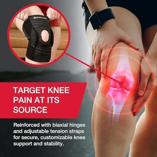 MUELLER Self Adjusting Hinged Knee Brace for Men & Women | Support & Pain Relief, Black, One Size (12"-20") thumbnail 6