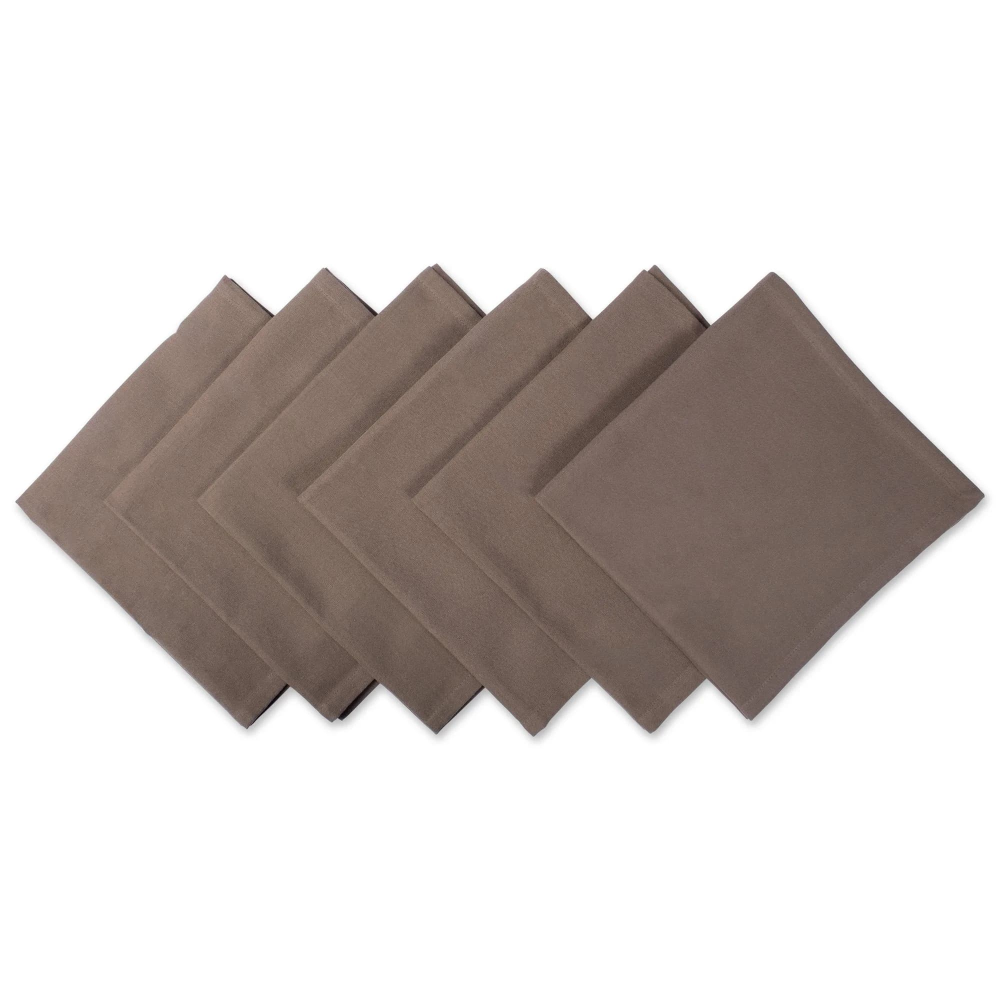 DII Solid Cotton Napkin Set Flamingo 50.8cm x 50.8cm (20" x 20") | Set of 6 Oversized Napkins for Dining — Brown