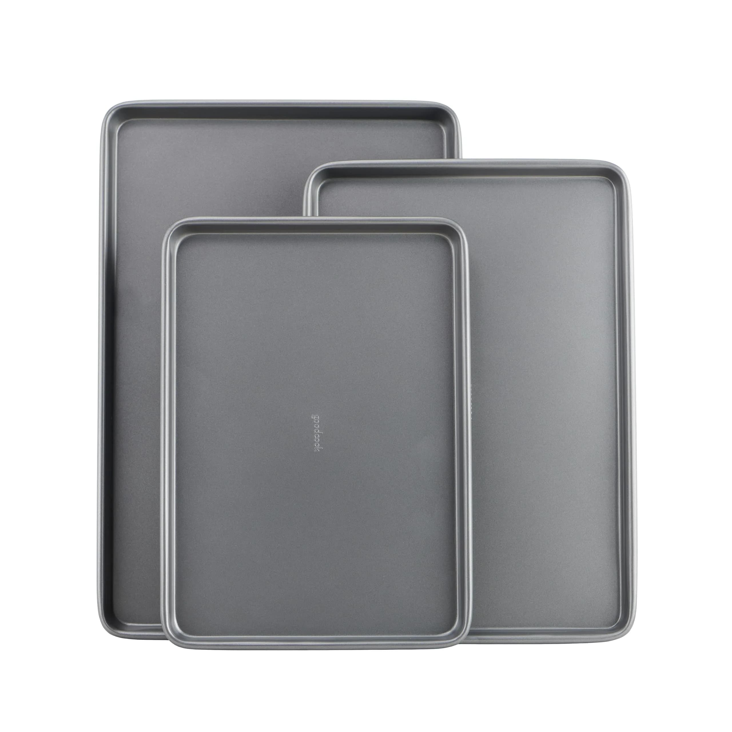 GoodCook 3-Piece Nonstick Baking Sheet Set | Heavy Gauge Steel, Even Heat, Dishwasher Safe - main product image