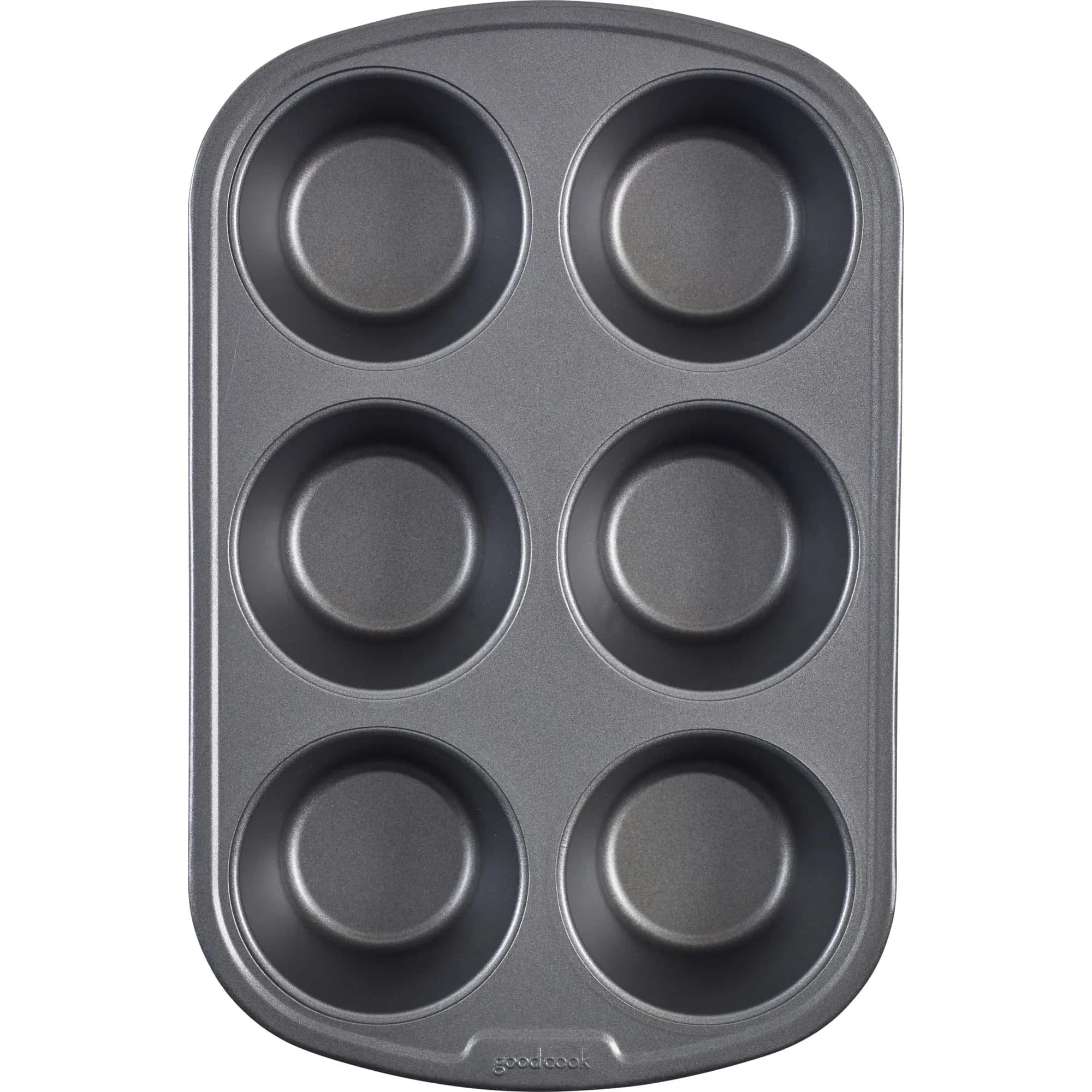 GoodCook Everyday Nonstick Steel Jumbo Texas Muffin Pan, 6-Cup, Gray | Perfect Bakery-Style Oversized Muffins - main product image