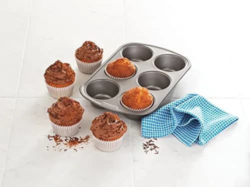 GoodCook Everyday Nonstick Steel Jumbo Texas Muffin Pan, 6-Cup, Gray | Perfect Bakery-Style Oversized Muffins thumbnail 2