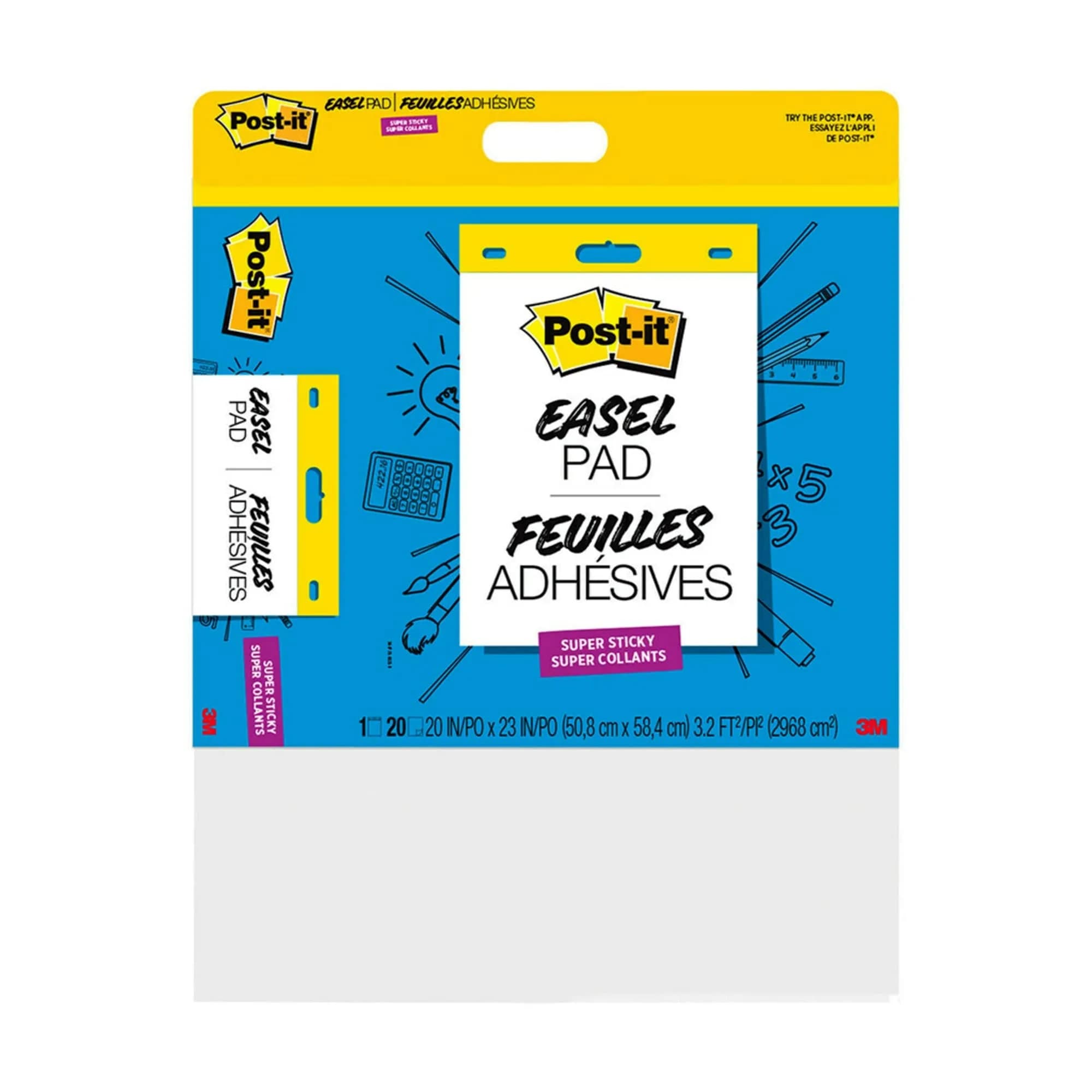 3M Post-it Super Sticky Wall Pad 20 in x 23 in | Repositionable, Marker-Resistant, Portable - main product image