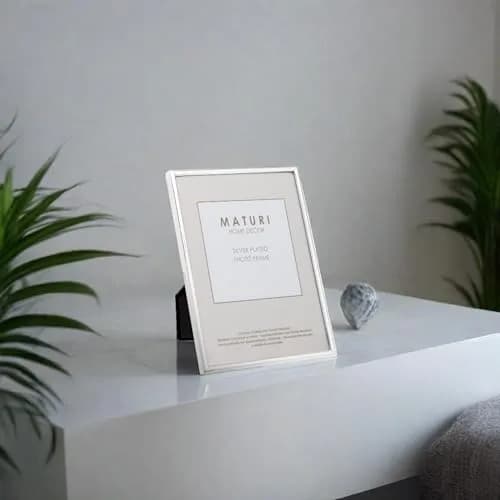 Maturi Silver Plated Photo Frame - Thin Edge, A4 / 8 x 12-inches (20 x 30cm) | Mirror-Polished Silver Frame for Memories thumbnail 3