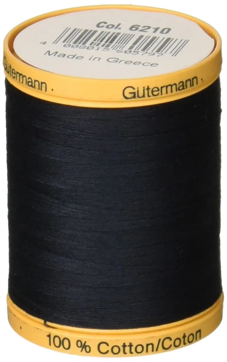 Gütermann Natural Cotton Thread, 800m (875 yd) Indigo Blue | All-Purpose Mercerized Cotton for Hand & Machine Sewing — Blue