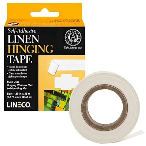 Lineco Self-Adhesive Linen Hinging Tape, White, 1.25 Inch x 35 Feet | Archival Quality Acid-Free Tape thumbnail 1