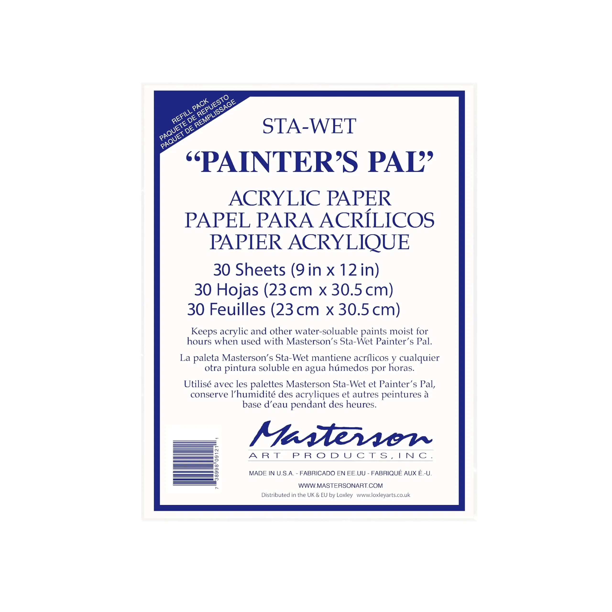 Masterson Sta-Wet Painter's Pal Acrylic Paper Refill 12 x 13 inches | Keeps acrylics moist for days