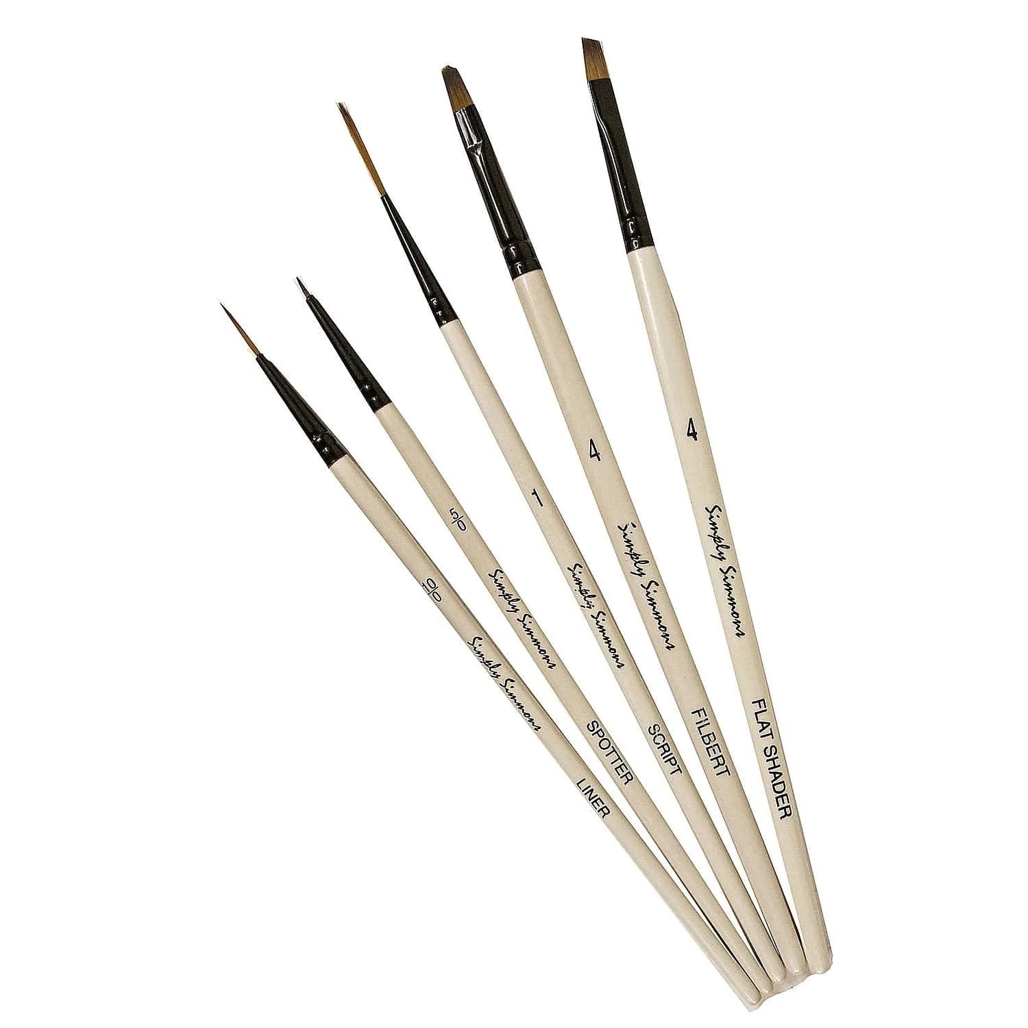 Robert Simmons Paint Brush Set - Devilish Detail, Mixed Size, Synthetic Bristles, White | Artist Quality — White