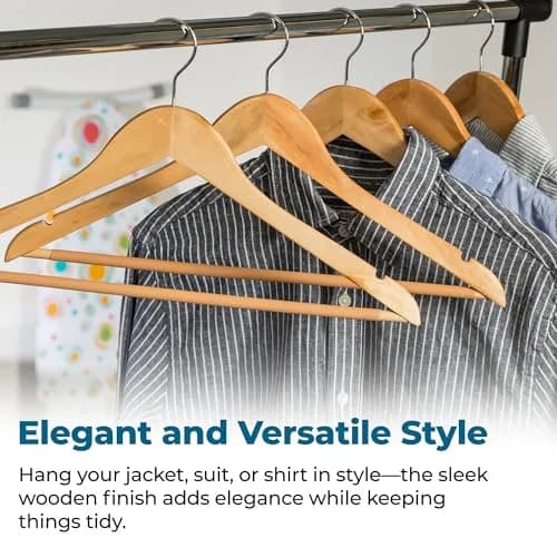 Honey-Can-Do Maple Wood Hangers – Non-Slip Grooved Bar, 24-Pack | Durable & Stylish Closet Organizer thumbnail 4