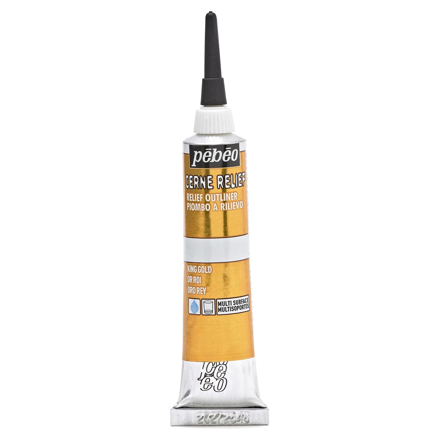 Pebeo Vitrail Cerne Relief Dimensional Paint 20ml (0.68 Fl Oz) Pale Gold | Water-Based Outliner for Glass & Metal — King Gold