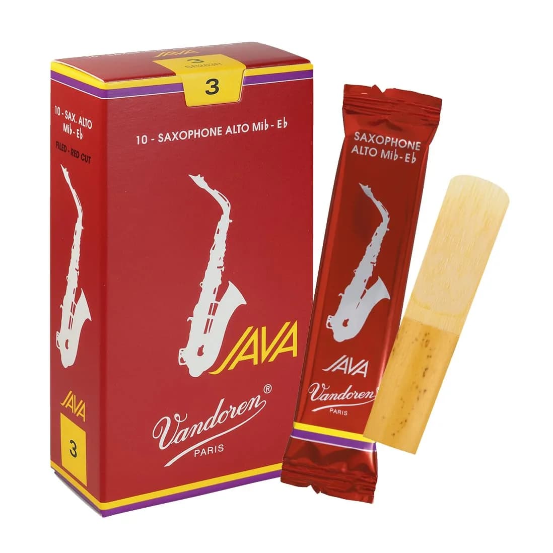 Vandoren SR263R Alto Sax JAVA Red Reeds Strength 3 | Box of 10 Cane Reeds for Jazz & Popular Music - main product image